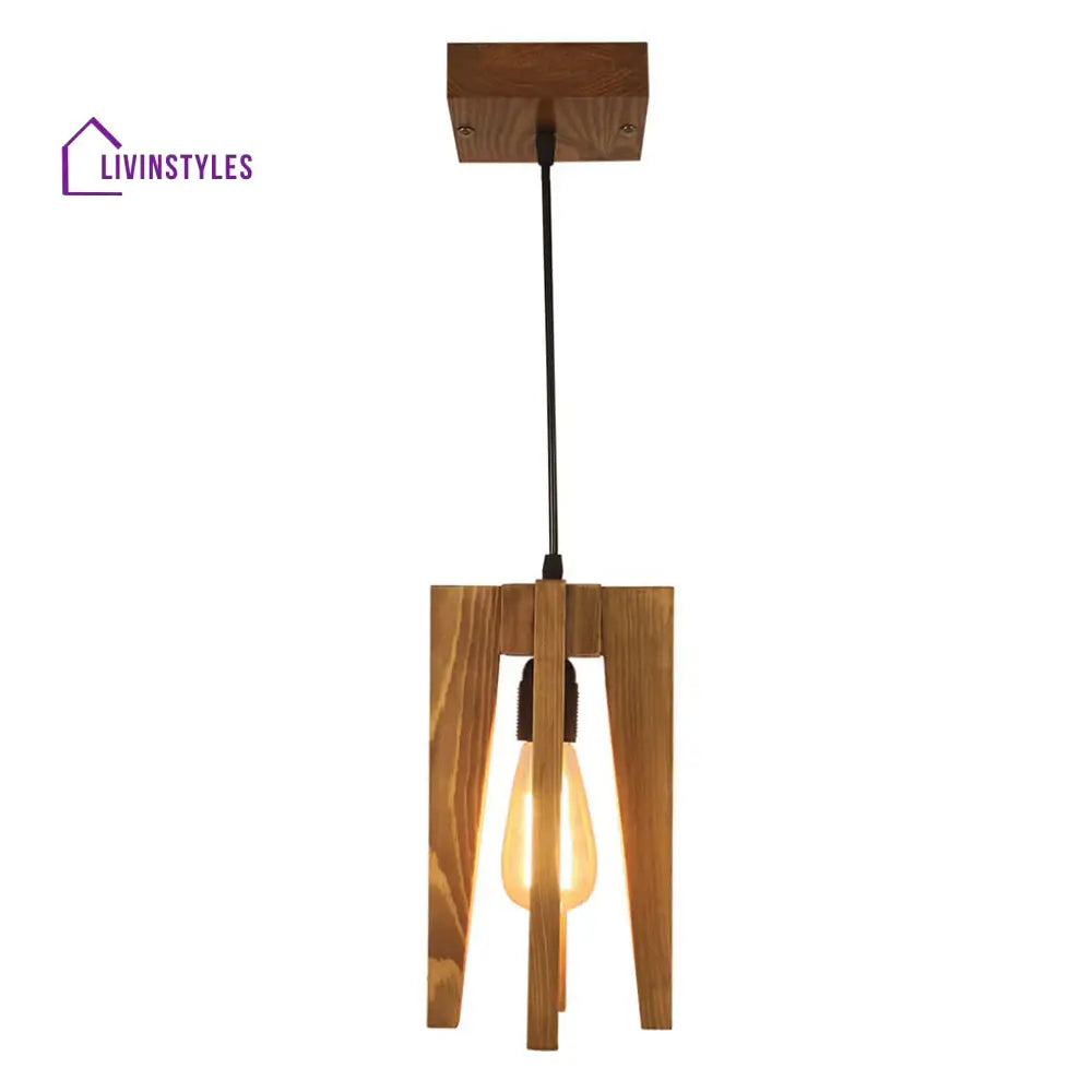 Jet Brown Wooden Single Hanging Lamp Lamps