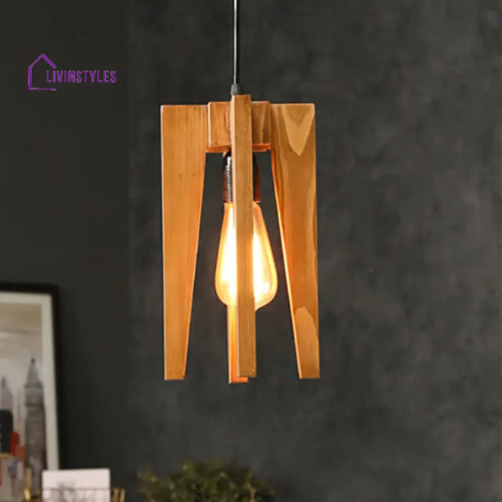 Jet Brown Wooden Single Hanging Lamp Lamps