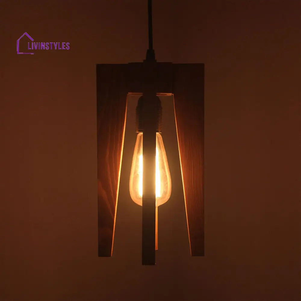 Jet Brown Wooden Single Hanging Lamp Lamps