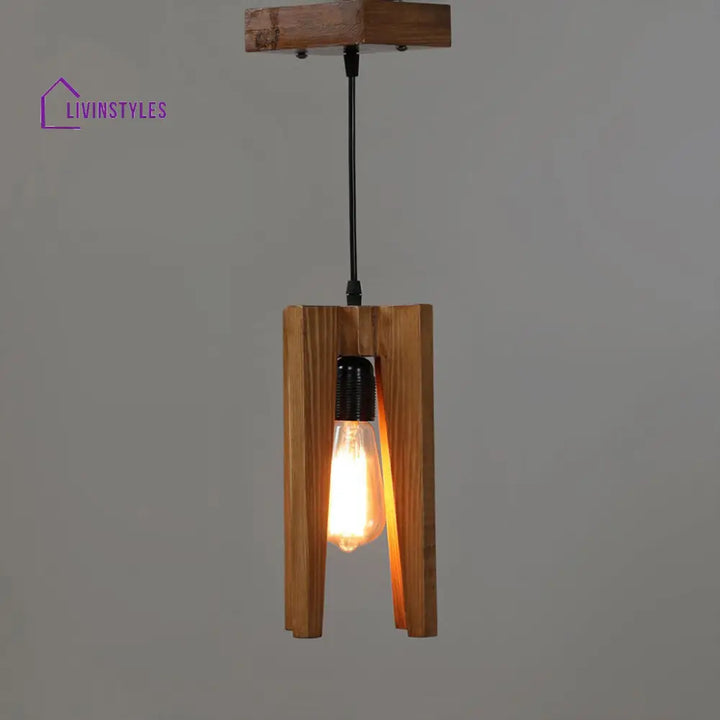 Jet Brown Wooden Single Hanging Lamp Lamps