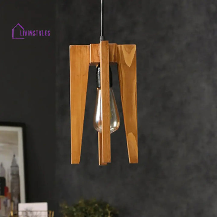 Jet Brown Wooden Single Hanging Lamp Lamps