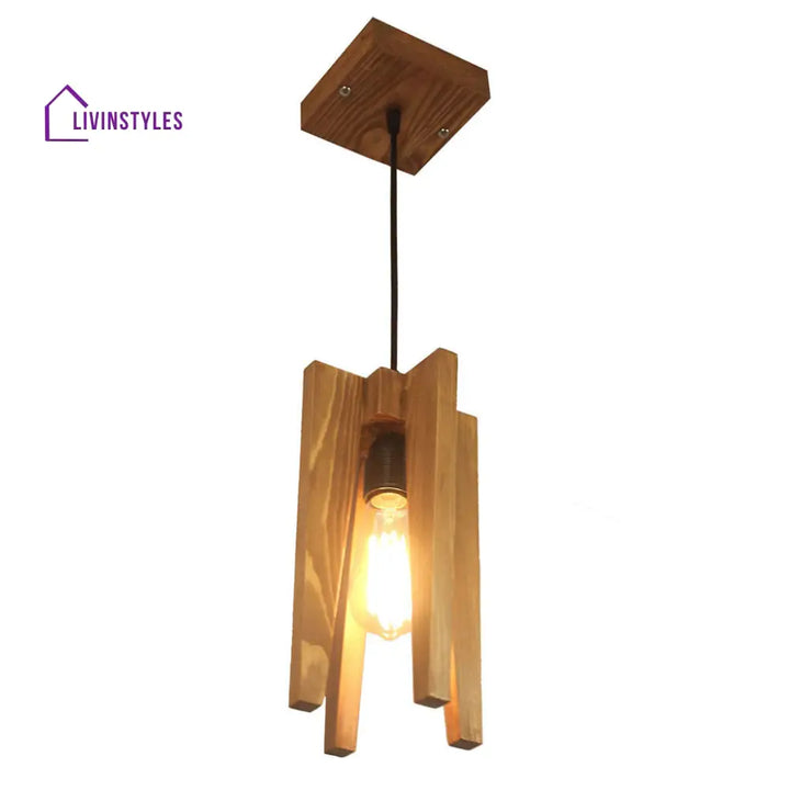 Jet Brown Wooden Single Hanging Lamp Lamps