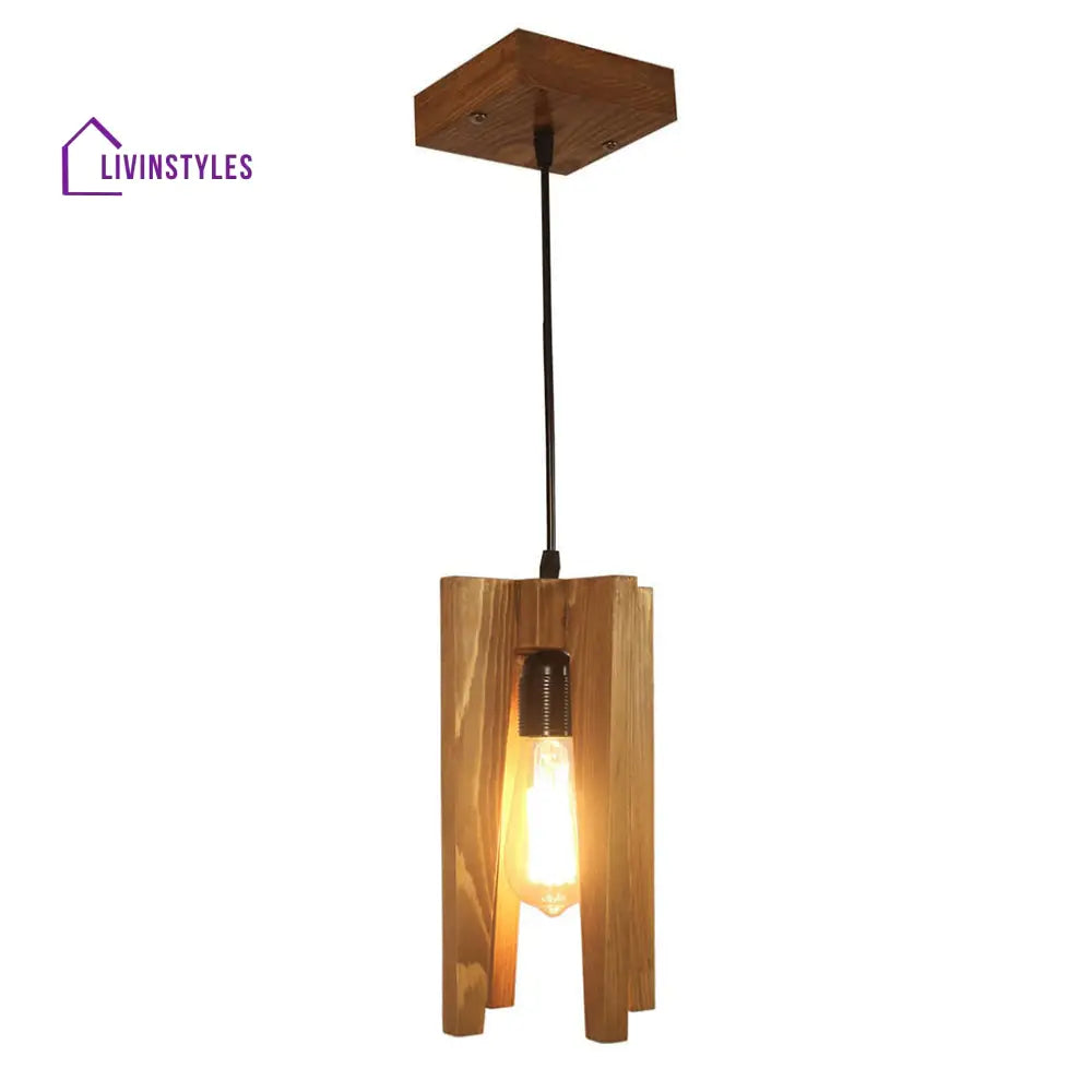 Jet Brown Wooden Single Hanging Lamp Lamps