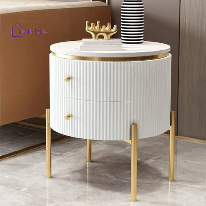 Jishnu Metal Side Table With Marble Top