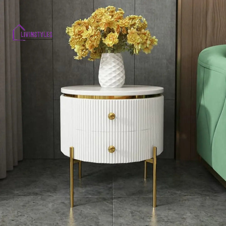 Jishnu Metal Side Table With Marble Top