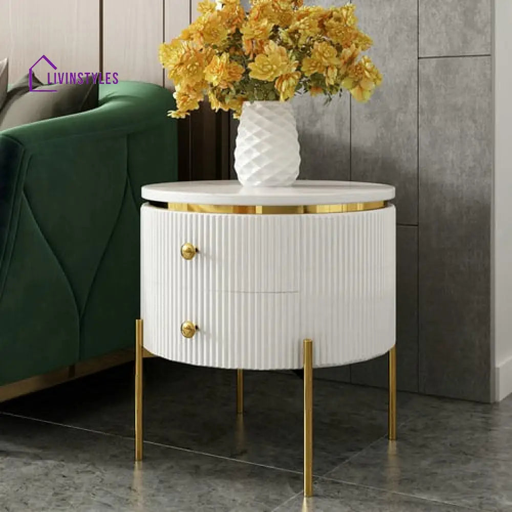 Jishnu Metal Side Table With Marble Top