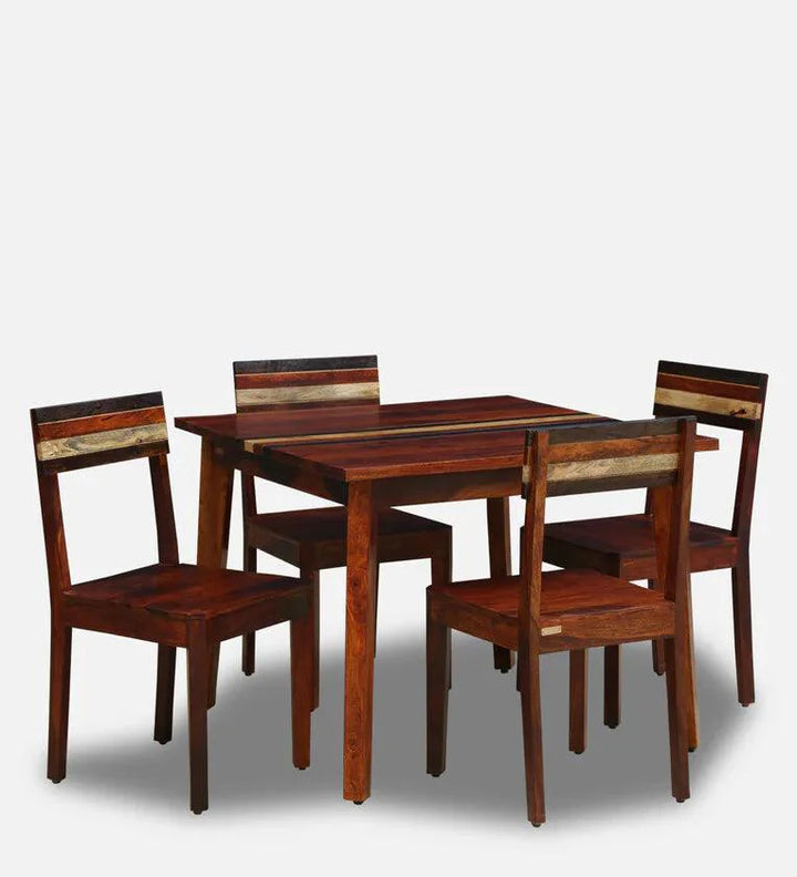 Nazar Sheesham Wood 4 Seater Dining Set In Honey Finish