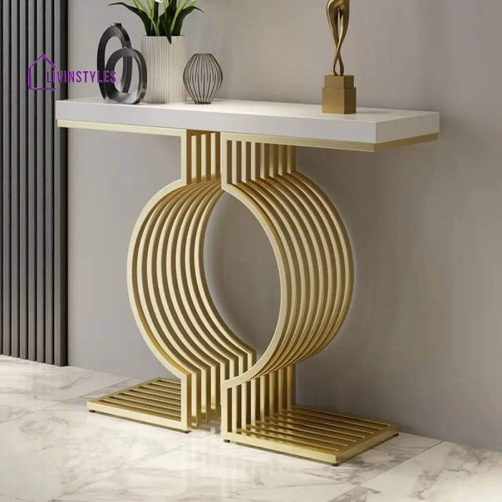 John Marble Console Table In Stainless Steel Pvd Coated