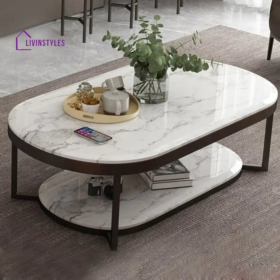 Joseph Stainless Steel With Pvd Coated And Marble Top Coffee Table