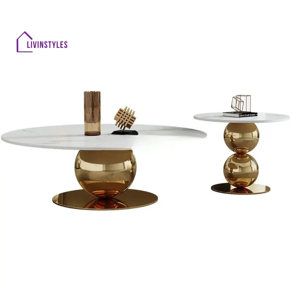 Juhi Stainless Steel Triple Globe Coffee Table Set