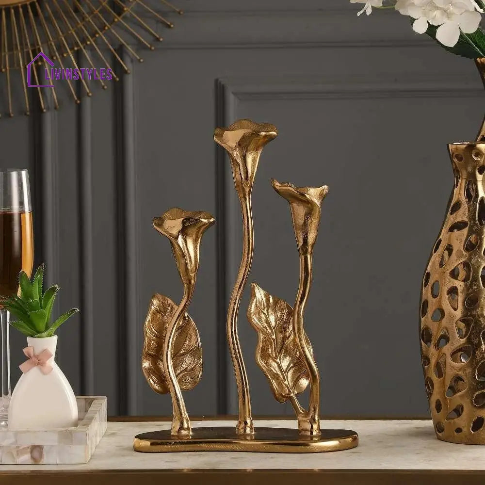 Jules Triple Candle Holder Gold