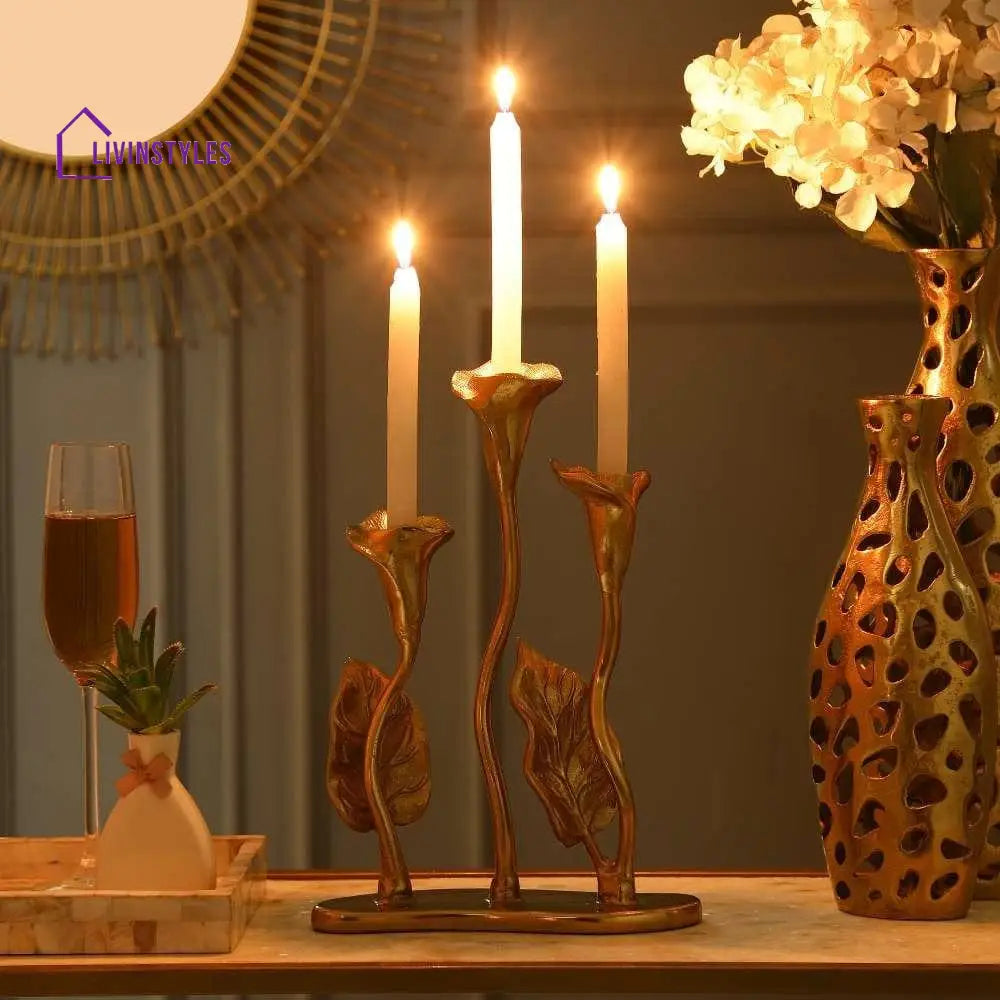 Jules Triple Candle Holder Gold