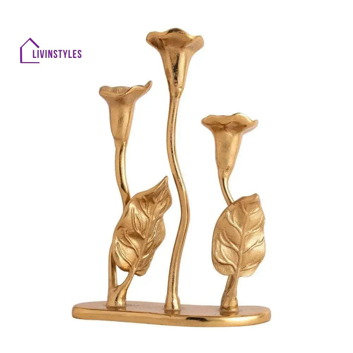 Jules Triple Candle Holder Gold