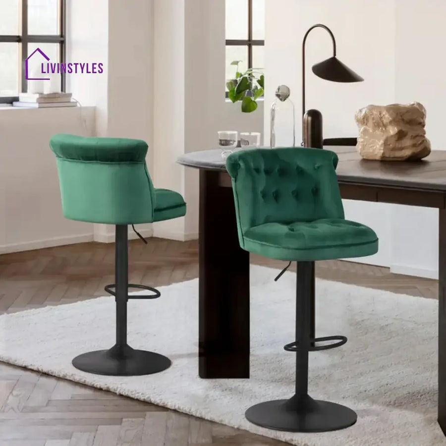 Green Color Cellan Swiel Adjustable Bar Stool