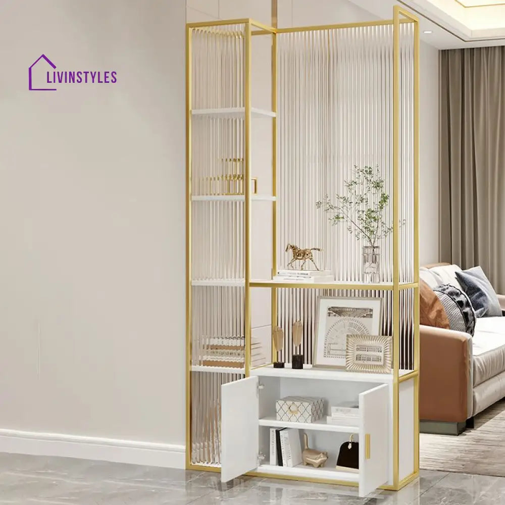 Juno Metal Room Partition for Living Area with Bookshelves