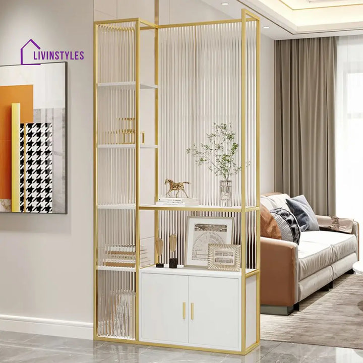 Juno Metal Room Partition for Living Area with Bookshelves