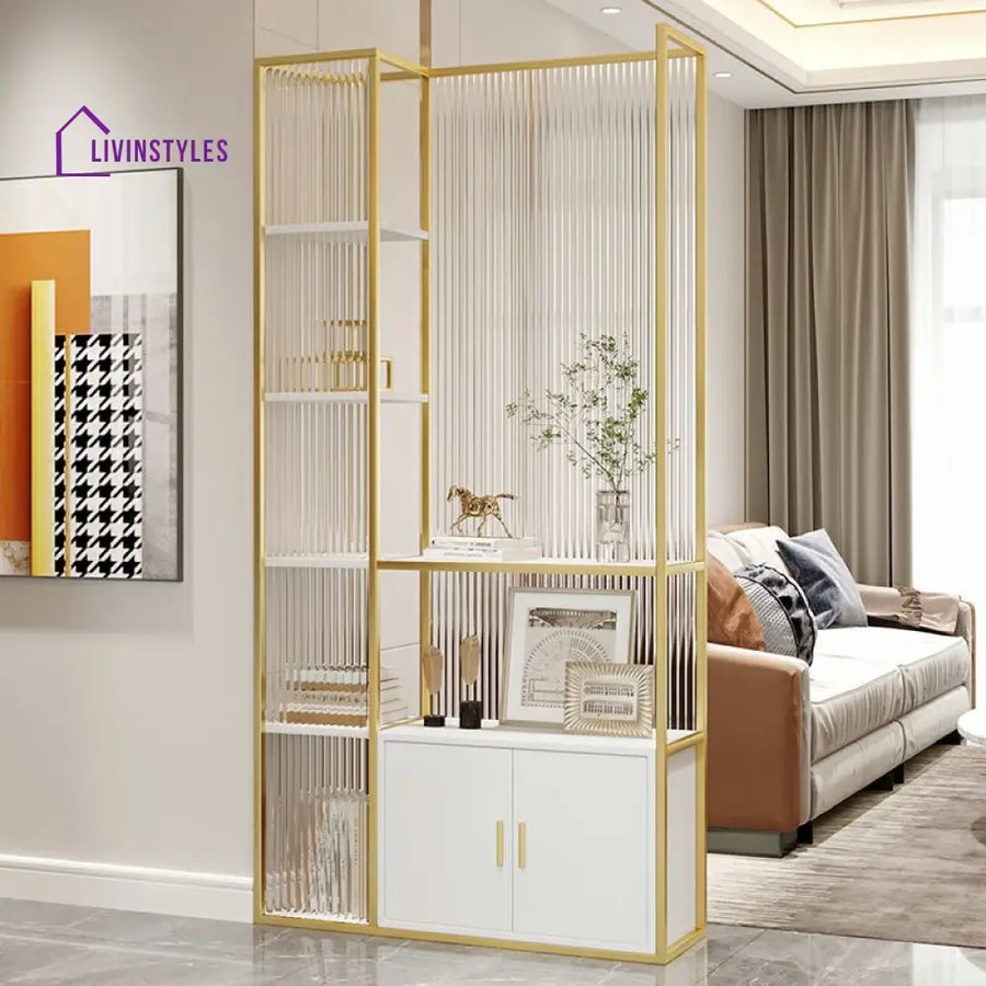 Juno Metal Room Partition for Living Area with Bookshelves