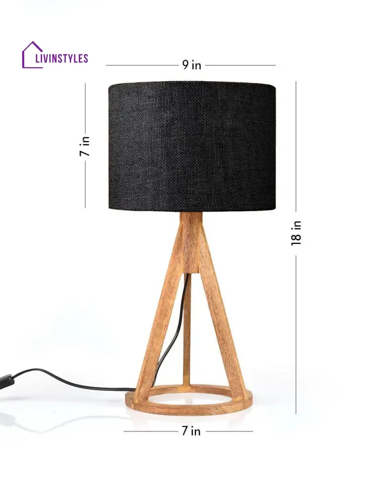 Jute Black Trio Wooden Lamp