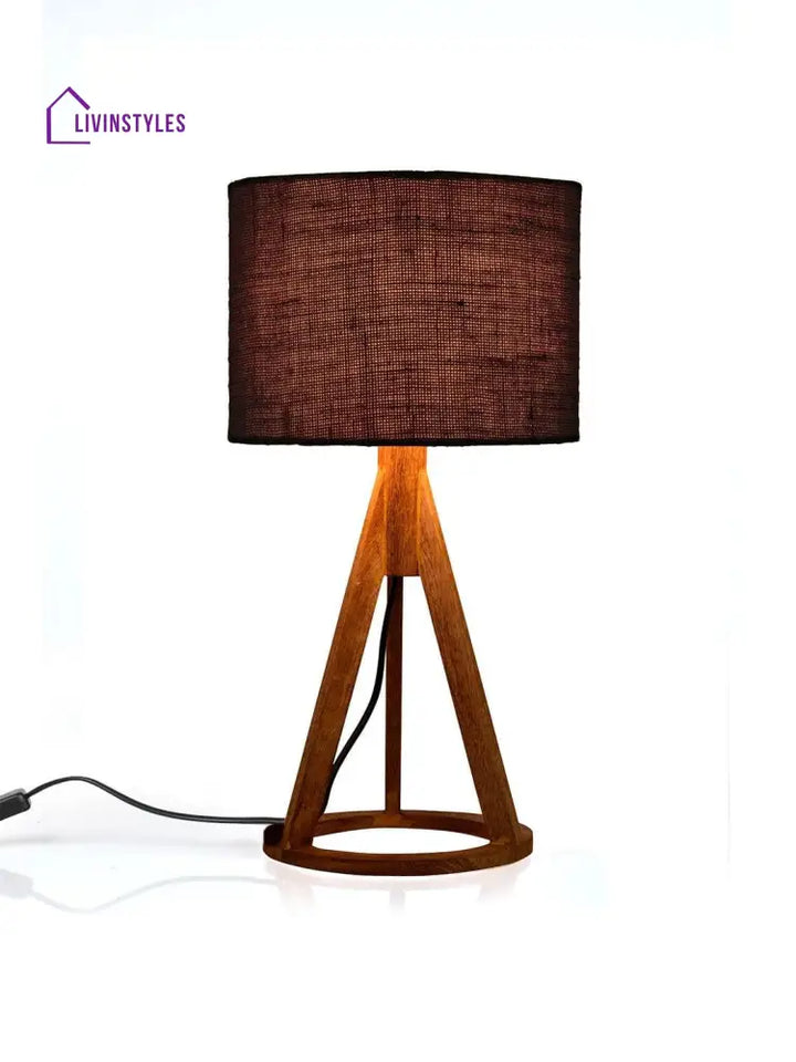 Jute Black Trio Wooden Lamp