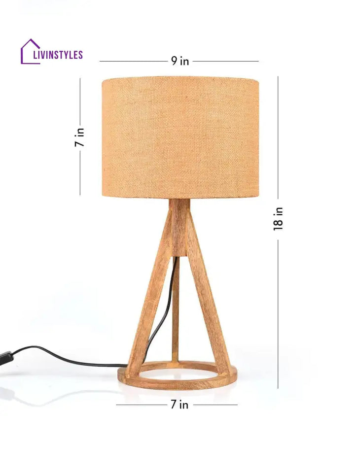 Jute Brown Trio Wooden Lamp