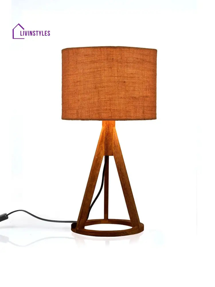 Jute Brown Trio Wooden Lamp