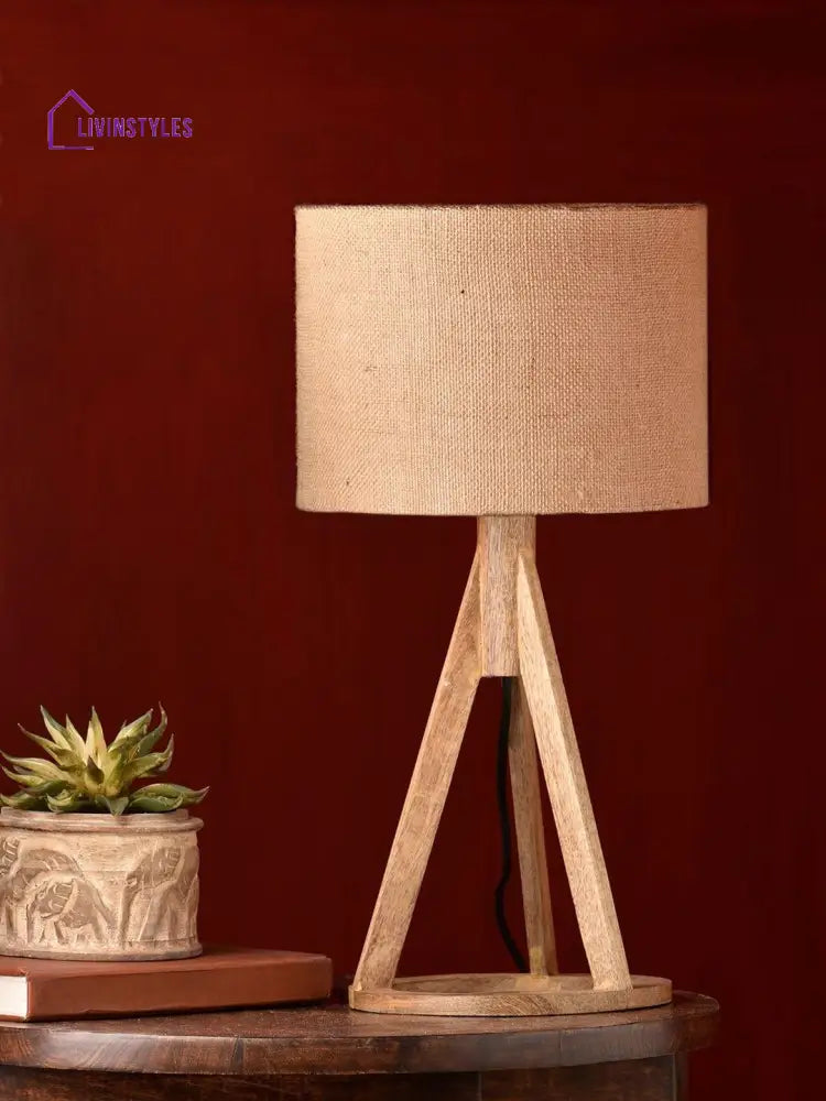 Jute Brown Trio Wooden Lamp