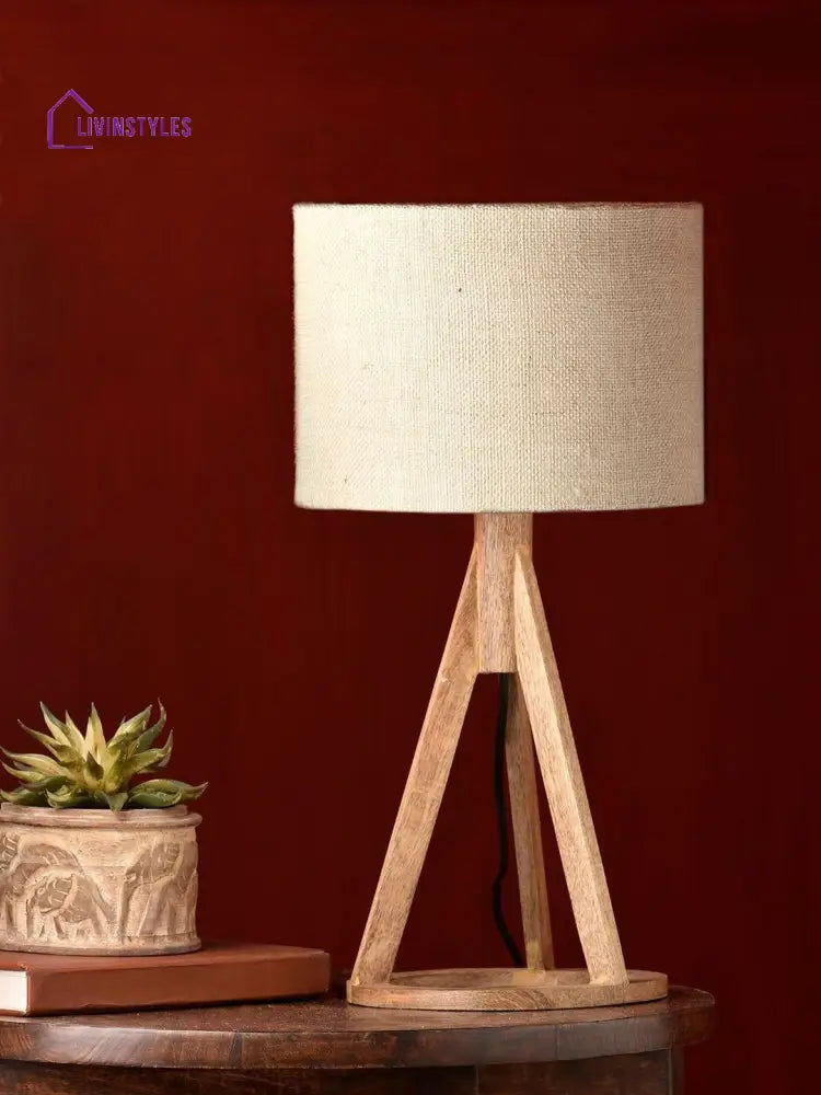 Jute White Trio Wooden Lamp