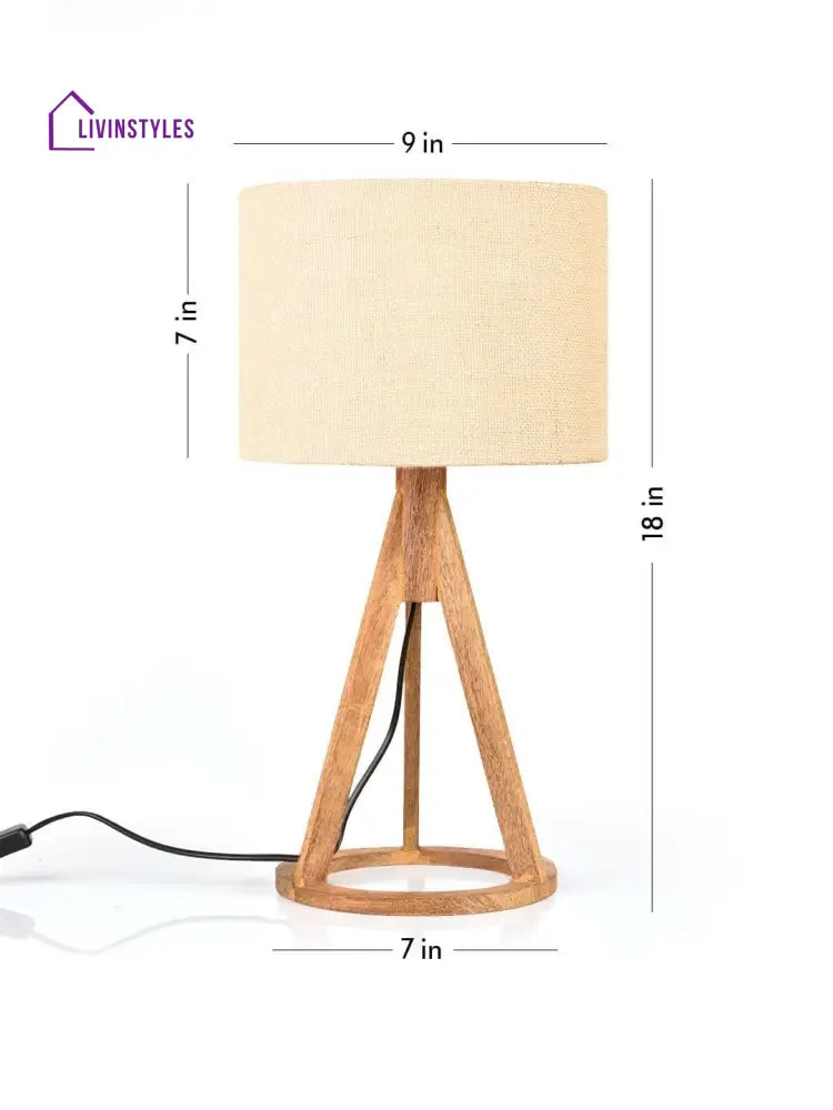 Jute White Trio Wooden Lamp