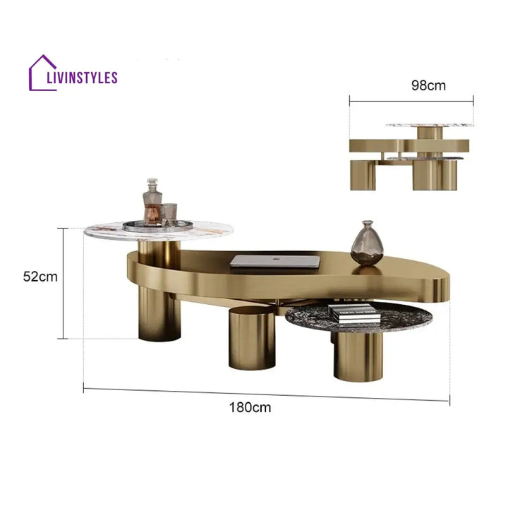 Kabir Stainless Steel Extra Large Centre Table (Set Of 3)