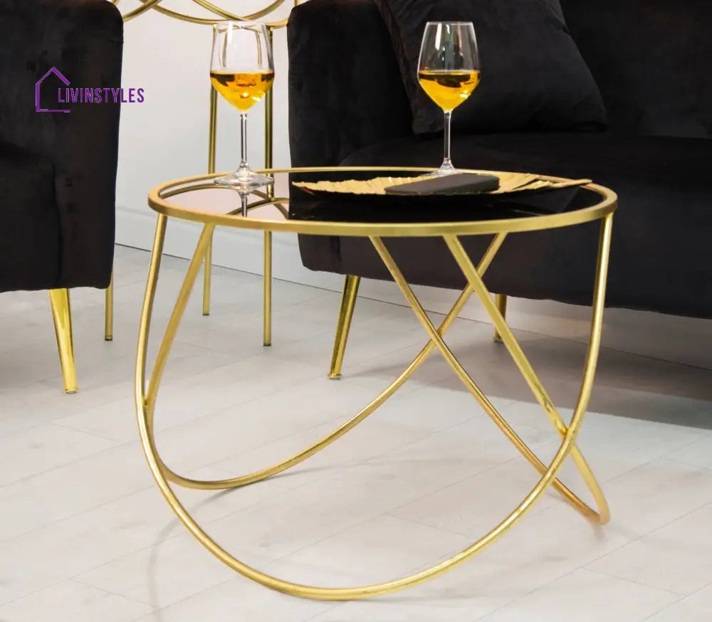 Kajal Stainless Steel Coffee Table With Glass Top