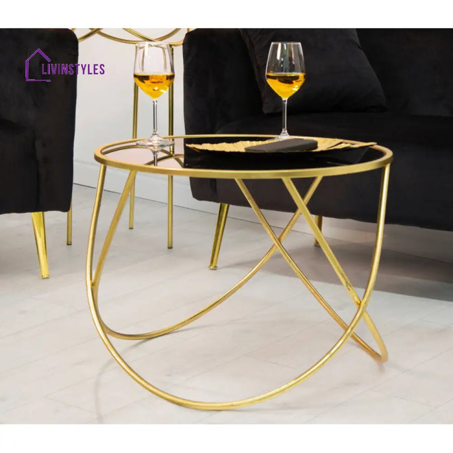 Kajal Stainless Steel Coffee Table With Glass Top