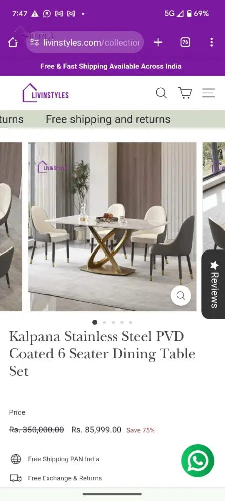 Kalpana Dining Table Set And Coffee Of 3