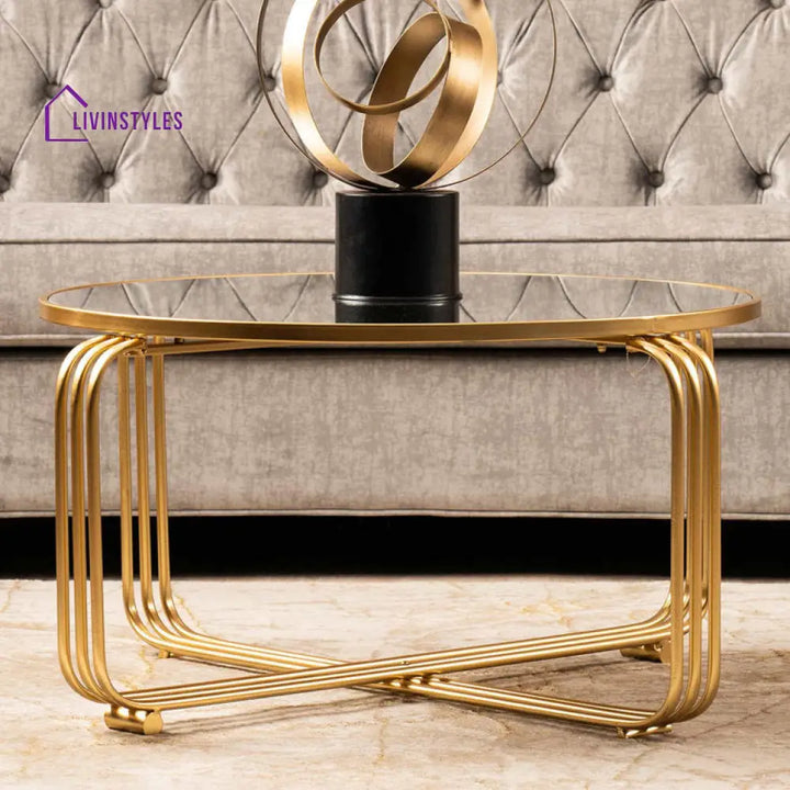 Kalpana Stainless Steel Coffee Table With Glass Top