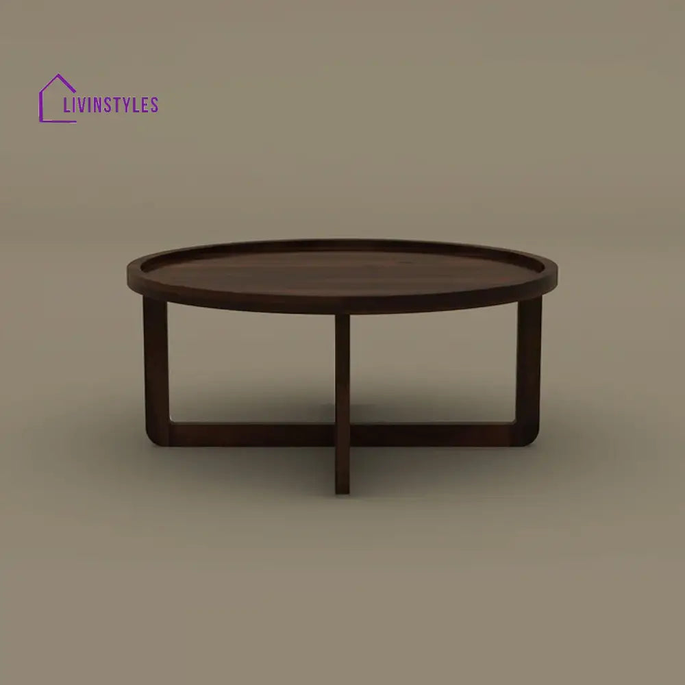 Kanak Round Coffee Table (Walnut Finish)