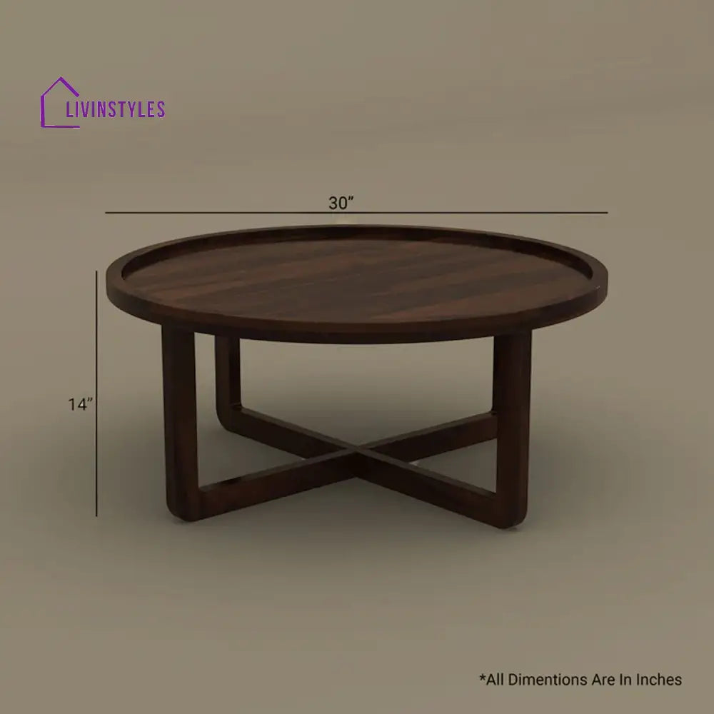 Kanak Round Coffee Table (Walnut Finish)