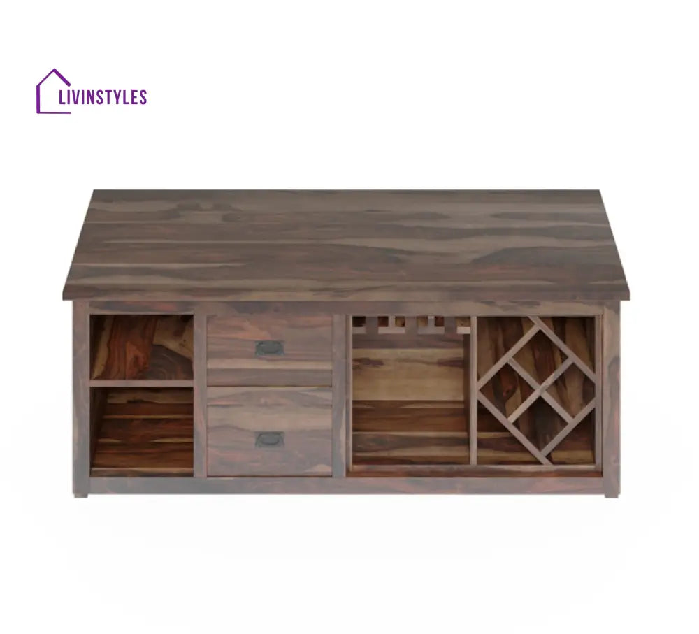 Kanchan Multi Purpose Solid Wood Wine Storage Coffee Table