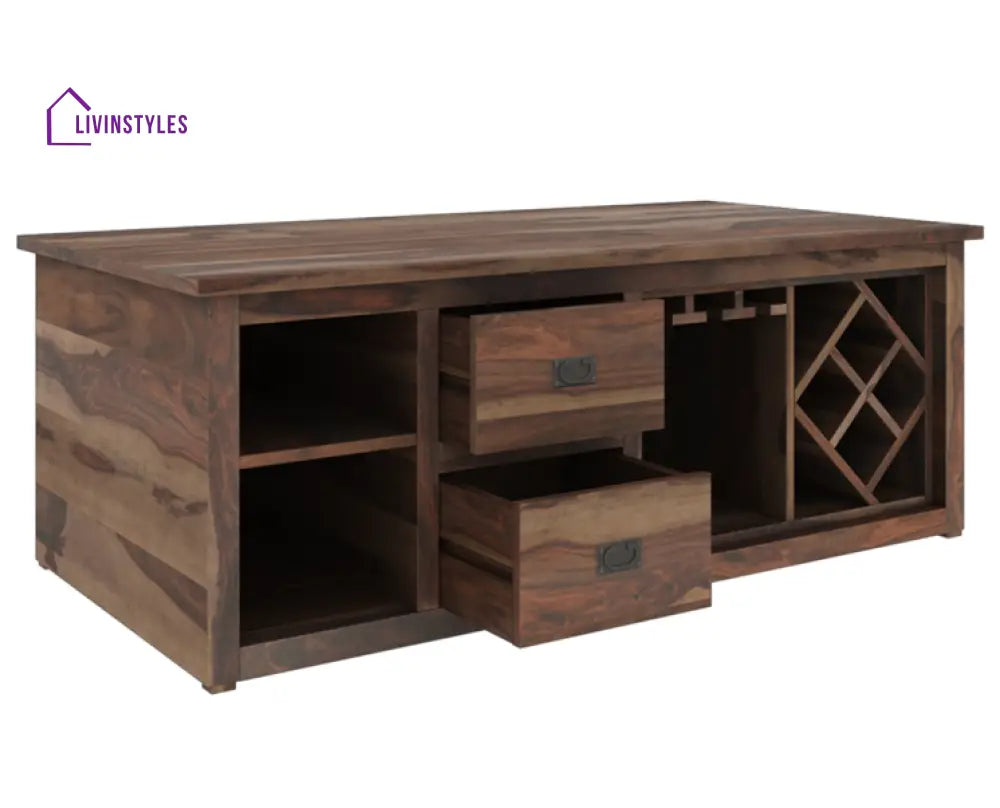 Kanchan Multi Purpose Solid Wood Wine Storage Coffee Table