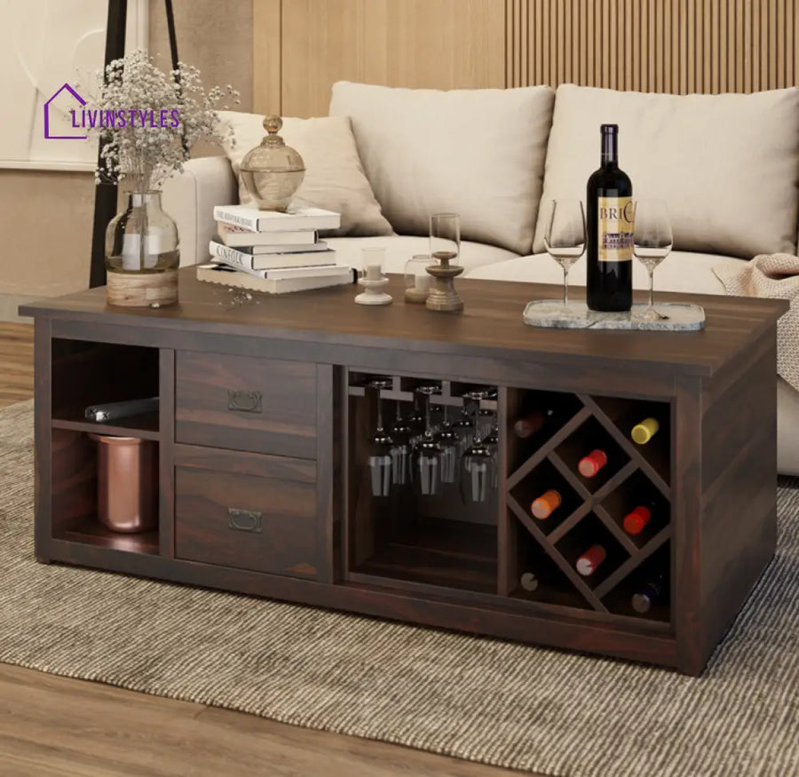 Kanchan Multi Purpose Solid Wood Wine Storage Coffee Table