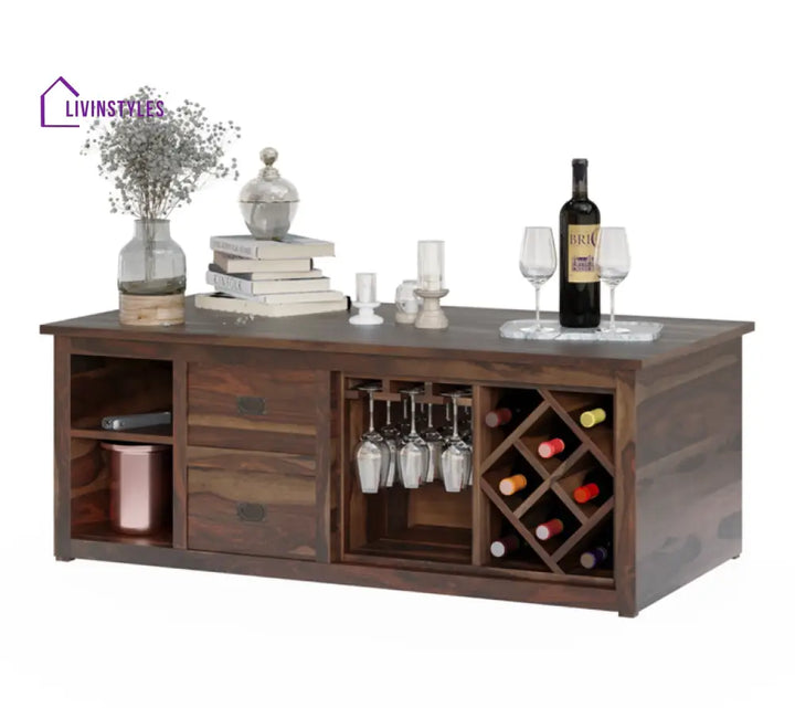 Kanchan Multi Purpose Solid Wood Wine Storage Coffee Table