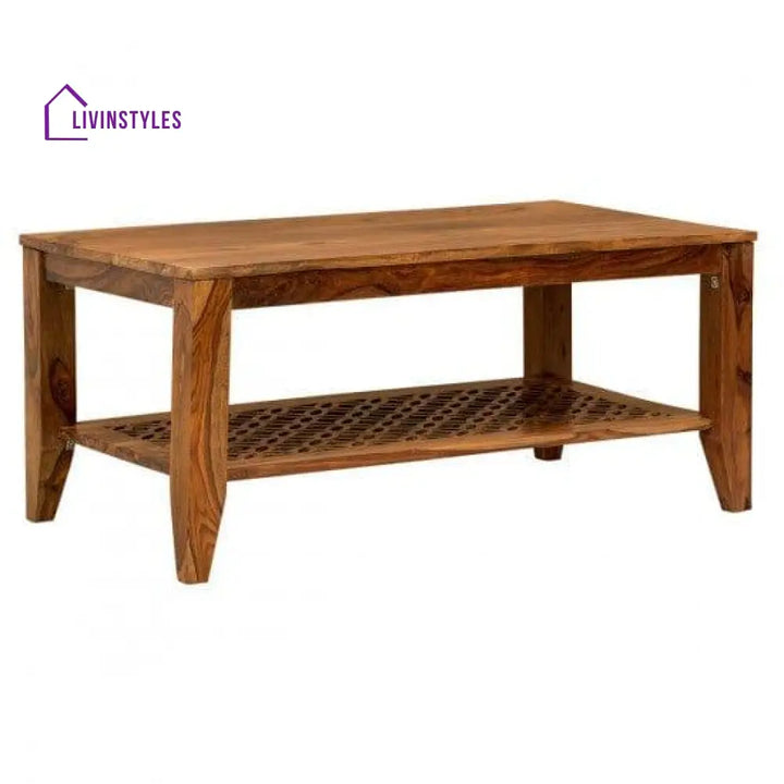 Kansas Carved Net Coffee Table In Honey Finish