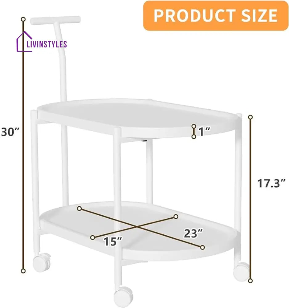 Karishma Metal White Kitchen Trolley