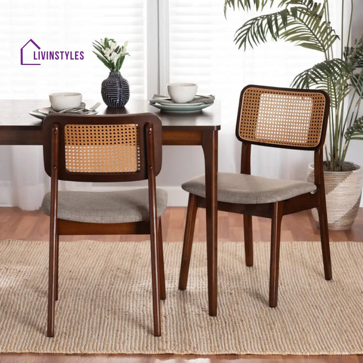 Karishma Solid Wood Rattan Cane Chair - Set Of 2