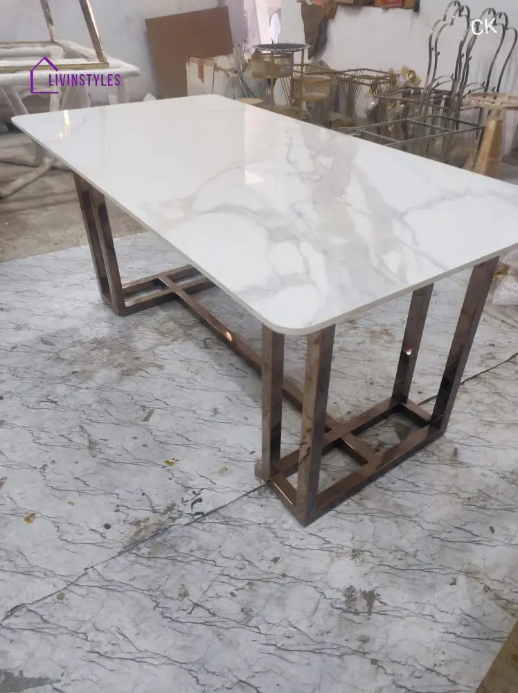 Kartik Stainless Steel Dining Table With Pvd Coating