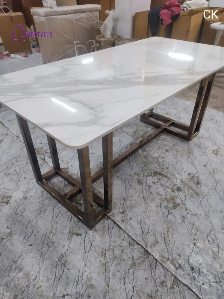 Kartik Stainless Steel Dining Table With Pvd Coating