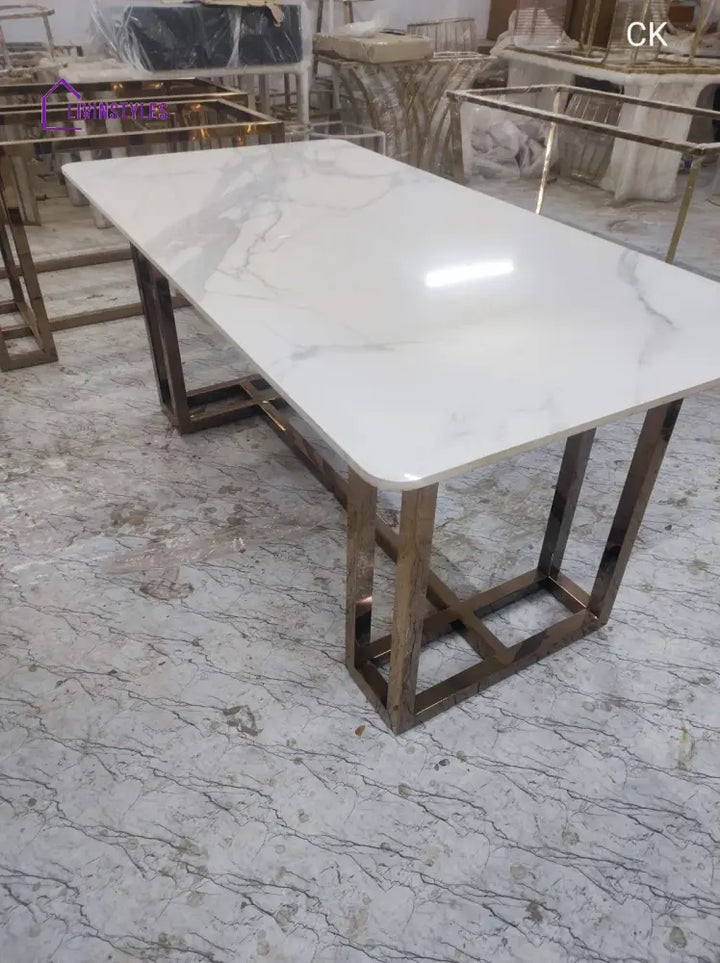 Kartik Stainless Steel Dining Table With Pvd Coating