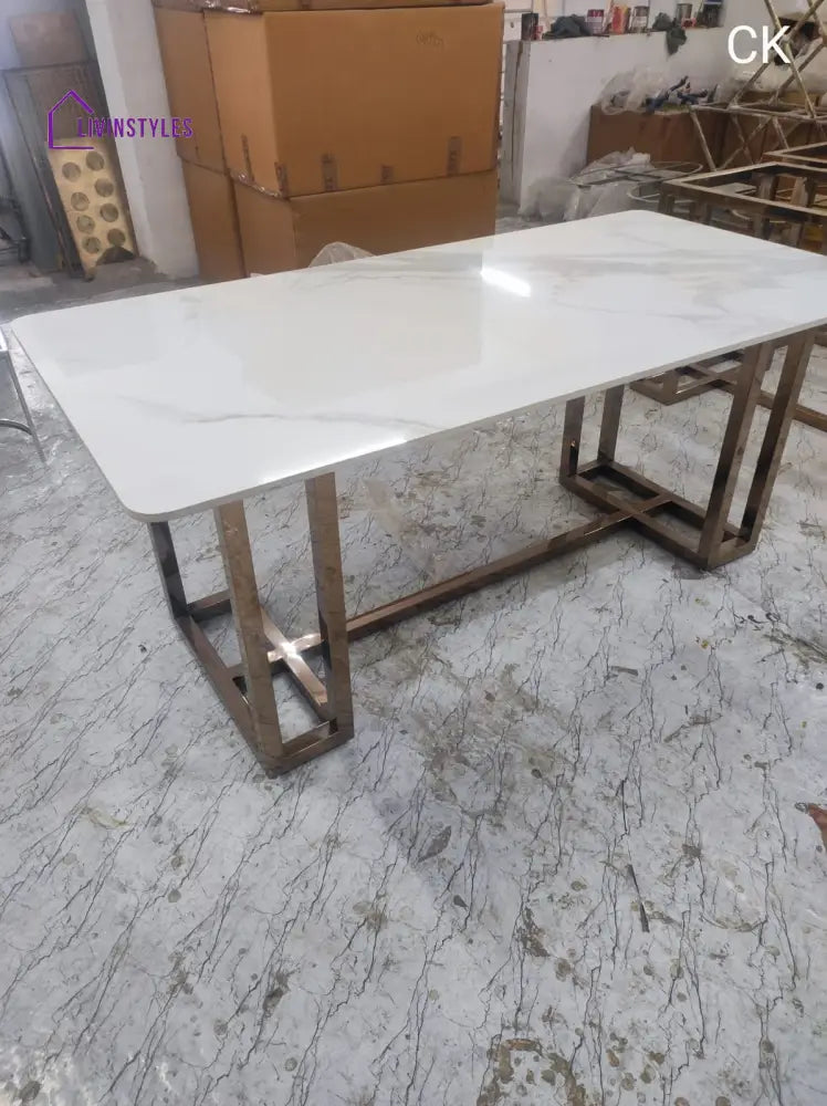 Kartik Stainless Steel Dining Table With Pvd Coating