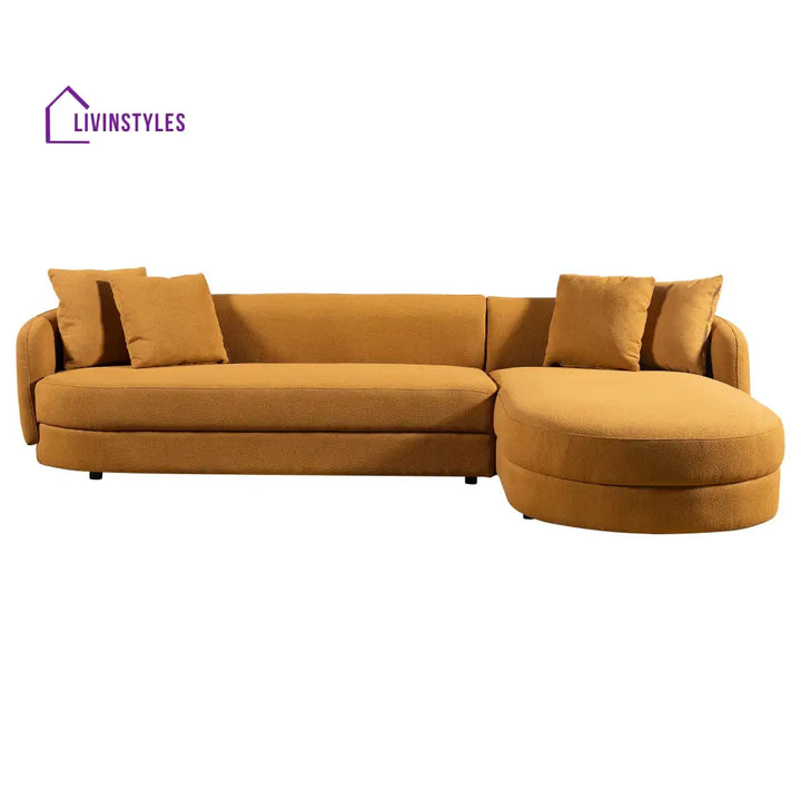 Kartik Yellow L Shaped Fabric Sofa For Living Room