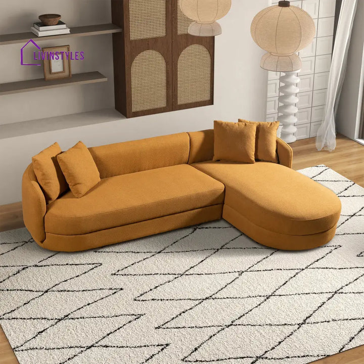 Kartik Yellow L Shaped Fabric Sofa For Living Room