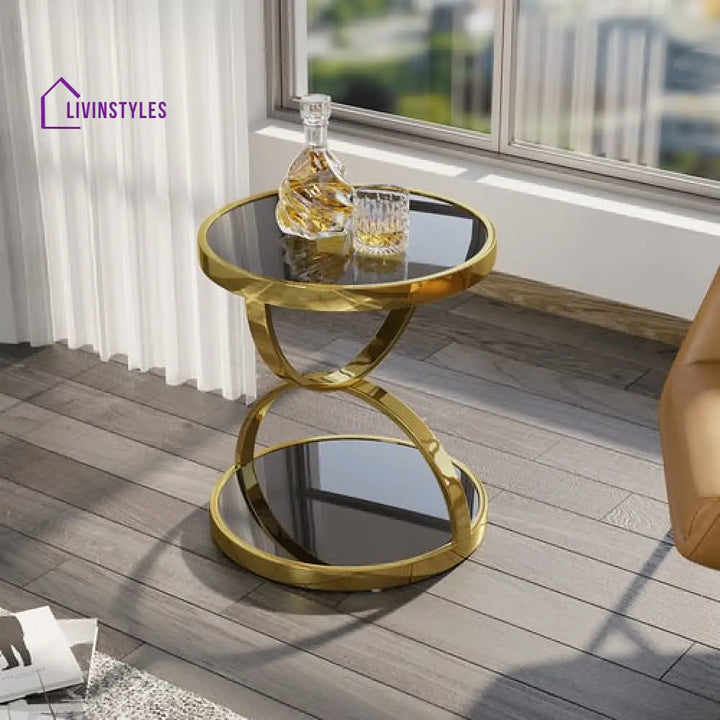 Karunesh Metal And Glass Side Table