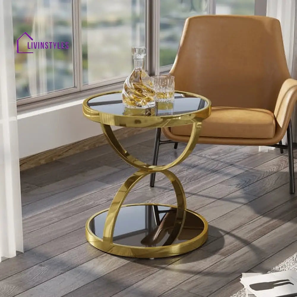 Karunesh Metal And Glass Side Table